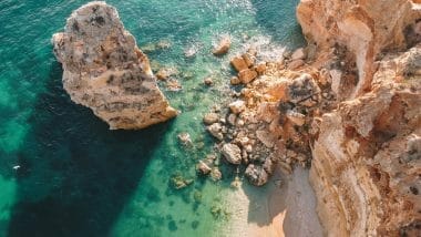 Praia da Marinha drone shot